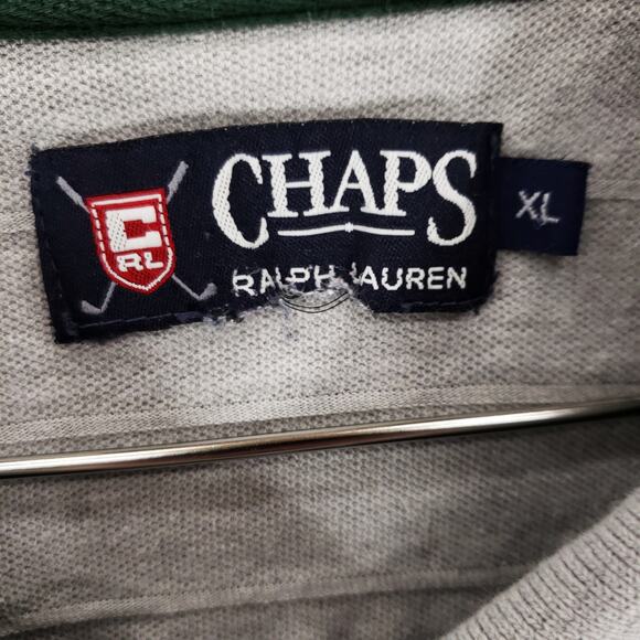 Vintage Chaps Ralph Lauren Golf Polo Shirt Mens Extra Large Gray 1/4 Button Logo - Picture 5 of 5